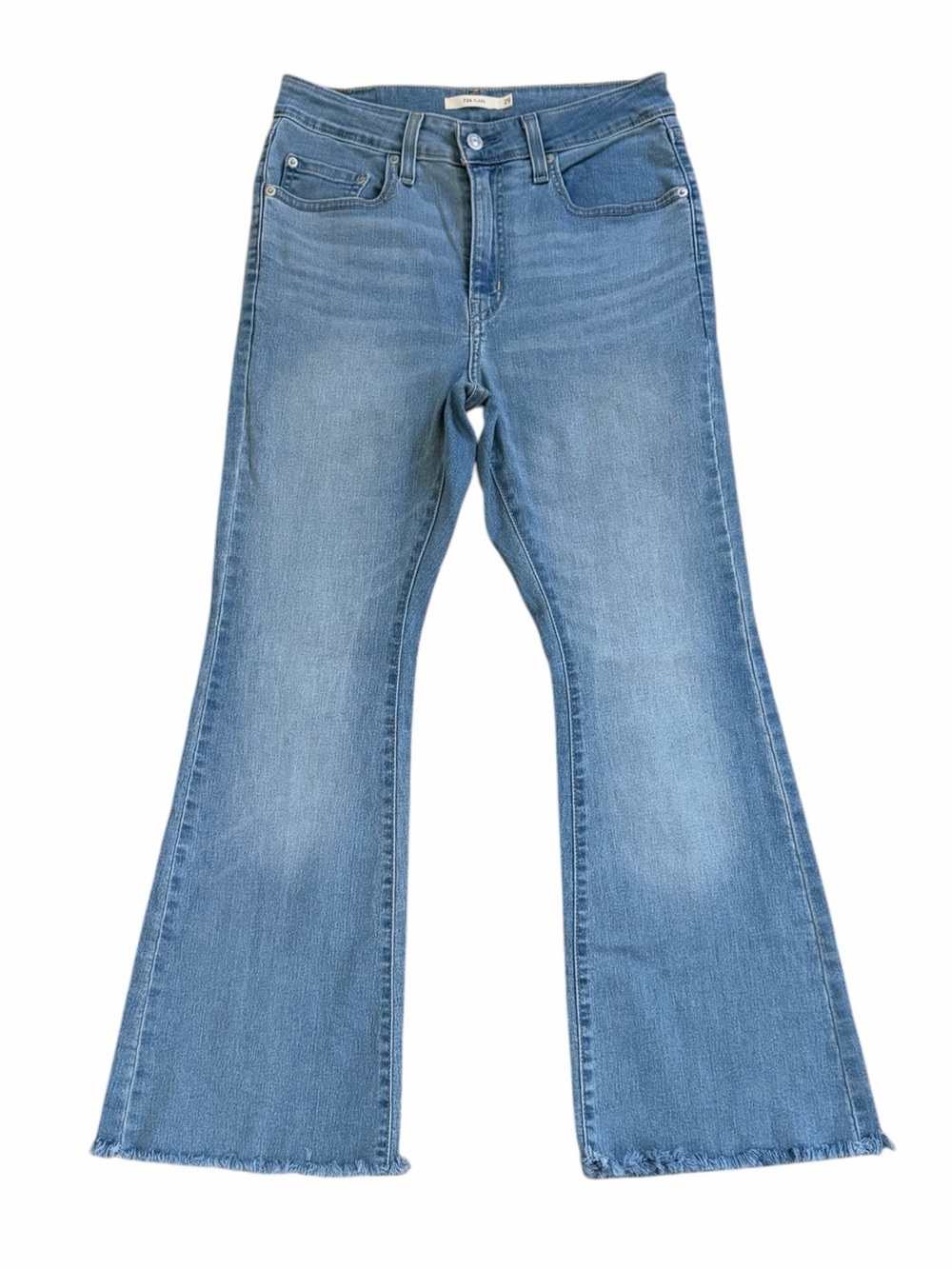 Levi's 726 Flare Frayed Hem High Rise Crop Jeans Size 29